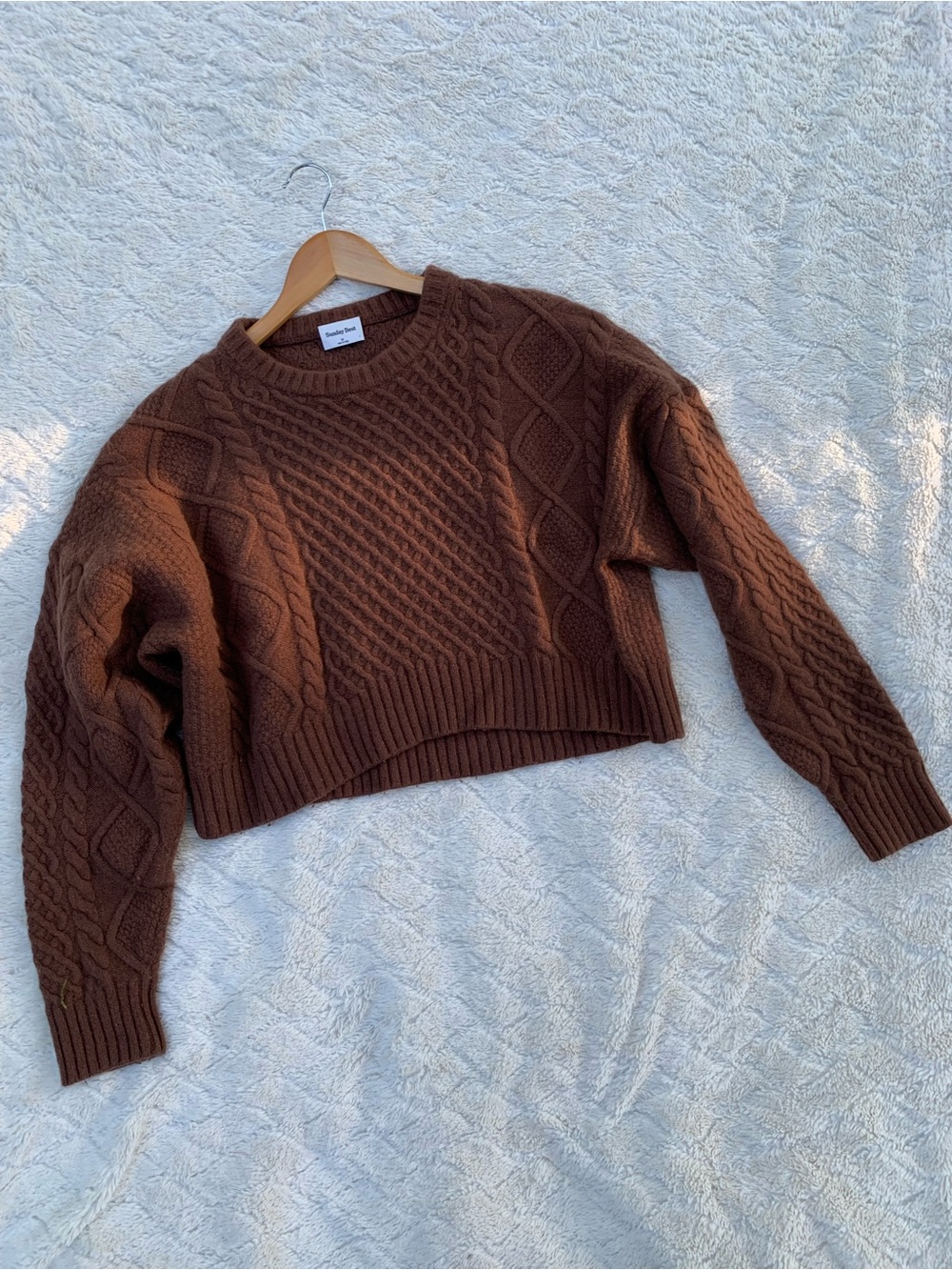 Aritzia Sunday Best Cropped Cable-Knit Sweater